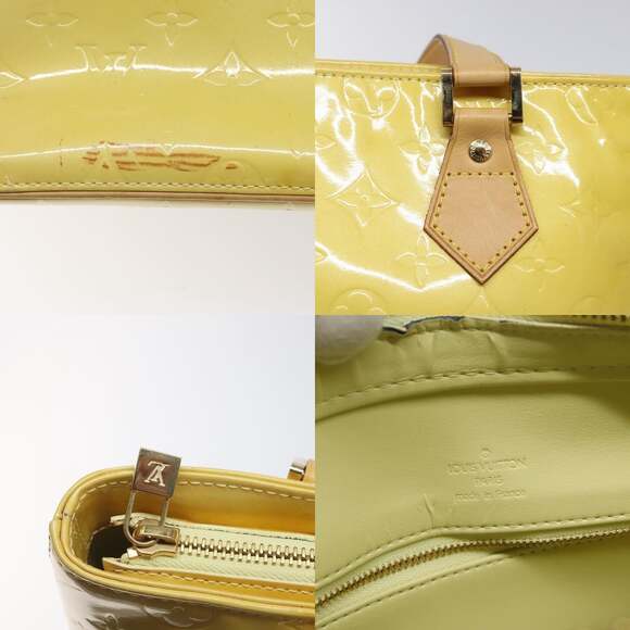 LOUIS VUITTON Monogram Vernis Houston Hand Bag Lime Yellow M91055 - Picture 11 of 13